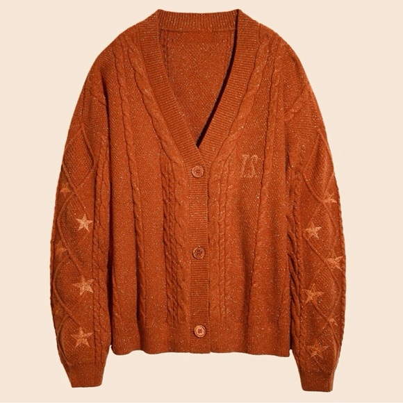 Taylor Swift TLOAS M/L Orange Glitter Cable Knit Sweater with CD Only - Picture 5 of 7
